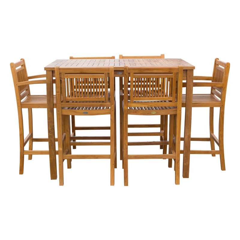 Outdoor 7 - Piece Teak Bistro Set