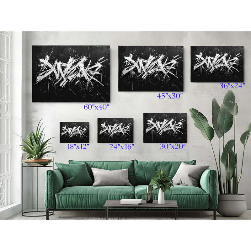 Reproduction d'art de peinture sur toile, style sauvage, graffiti, H 40 po x l 60 po