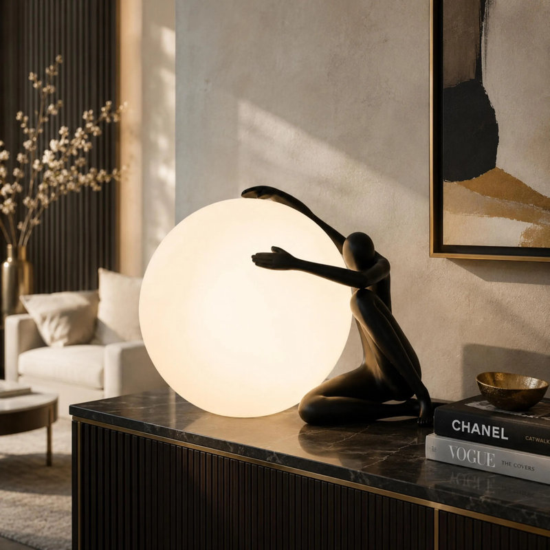 Resin Desk Lamp, Noir