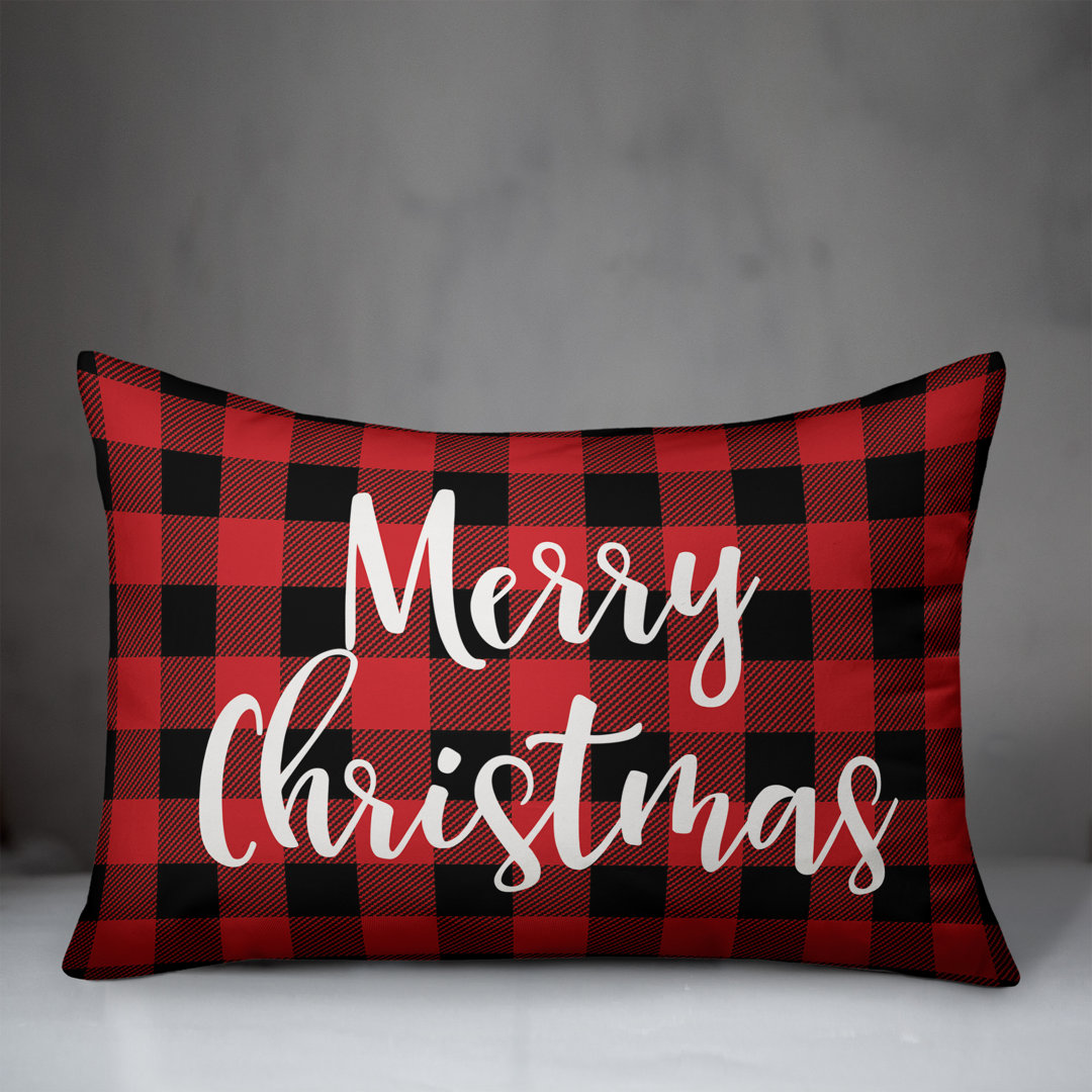  Merry Christmas in Buffalo Check Plaid Lumbar Pillow Designs Direct Creative Group