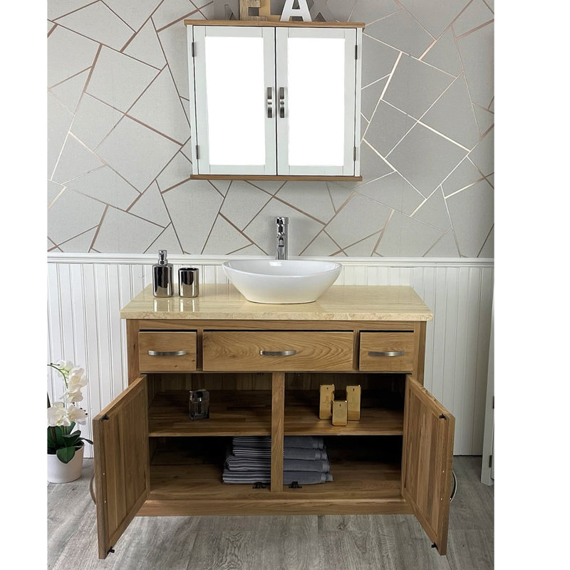 Ambe 410mm Single Bathroom Vanity with Vessel Ceramic Basin, Oak