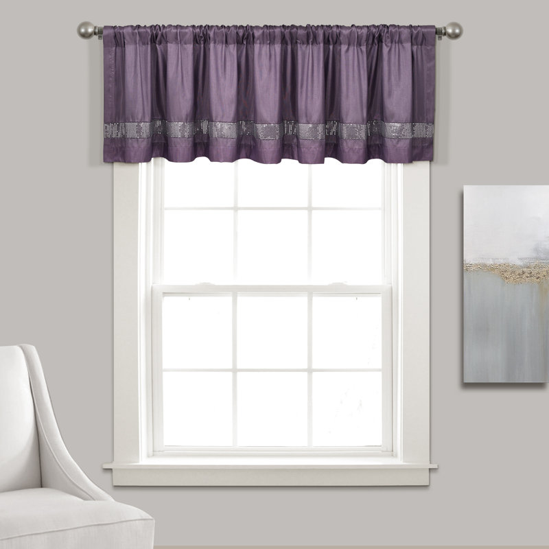 Cantonnière sur mesure 84 po, Mauve / argenté