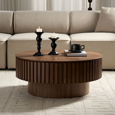 Table basse ronde en MDF avec rangement
