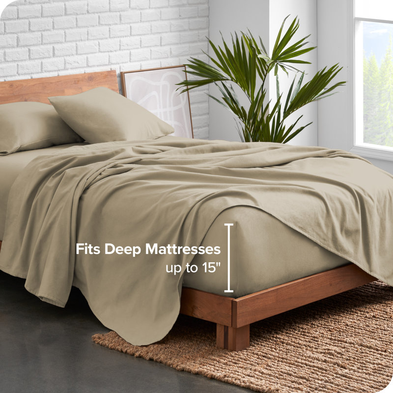 Twin Sand Organic Cotton Flannel Deep Pocket Sheet Set