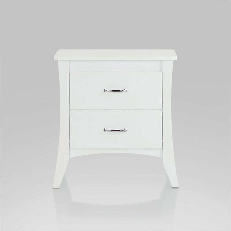 Table de chevet classique à 2 tiroirs avec structure en bois robuste, parfaite pour les essentiels de chevet et la décoration.