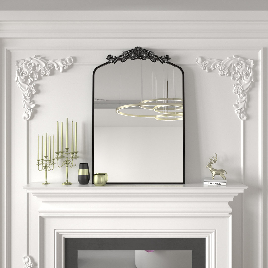 Wooster Arched Aluminum Alloy Framed Baroque Wall Mirror Fleur De Lis Living 