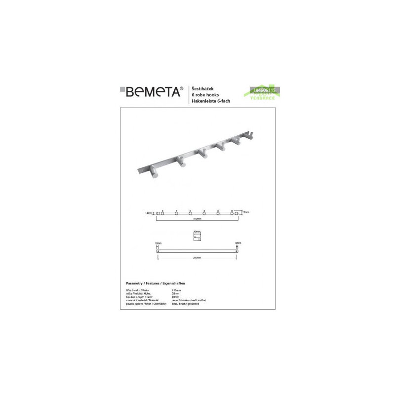 Stainless Steel Neo Wall Mounted Hook Rack