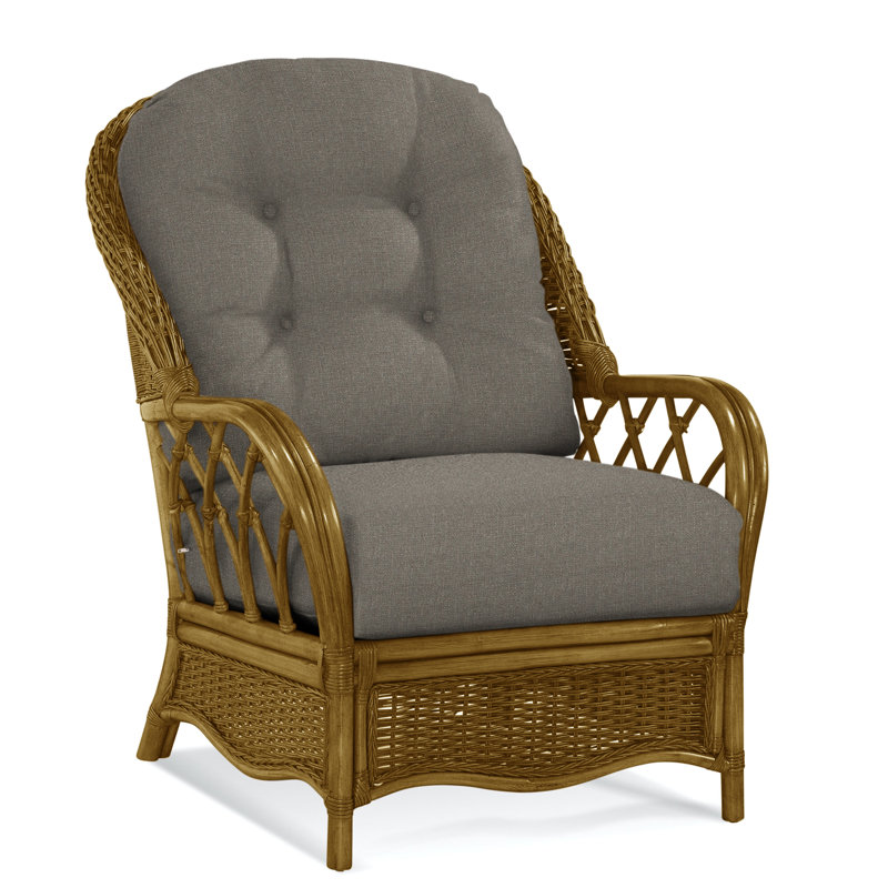  Everglade Rattan Arm Chair, Gray Sugar Performance; 0863-84, Sea Glass