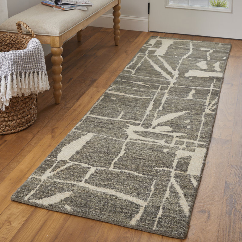 Sutton Transitional Abstract, Taupe/Ivory Area Rug, Rectangle 8'6" x 11'6"