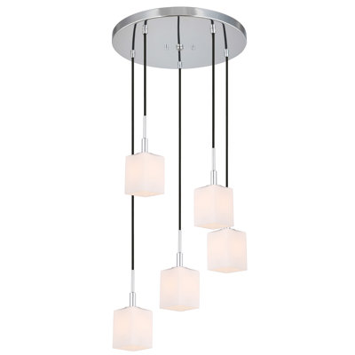 Luminaire suspendu carré en grappe 5 lumières Thiede