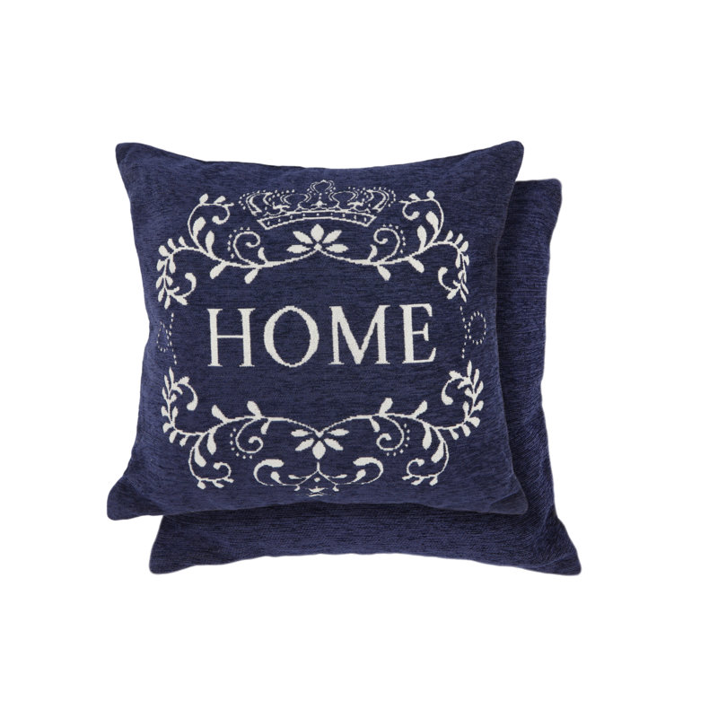 Lizette Square Throw Pillow Cover, Navy