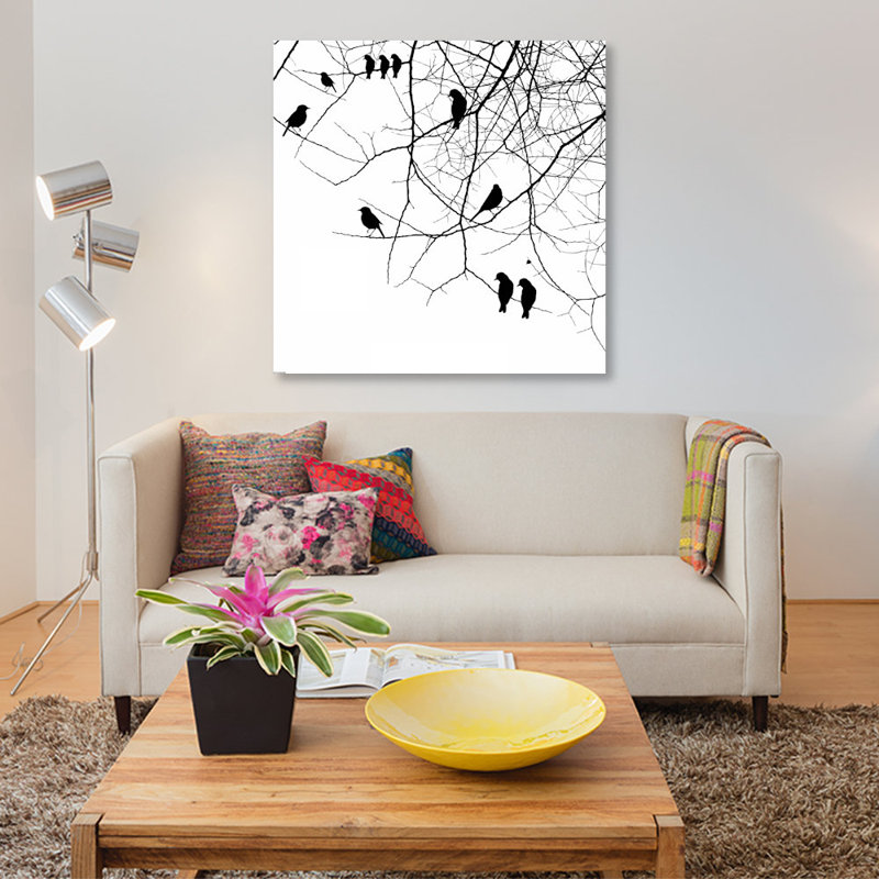 «Birds II» par GraphINC - impression d'art graphique, H 12 po x l 12 po x P 1,5 po, Toile tendue, Pas de tapis