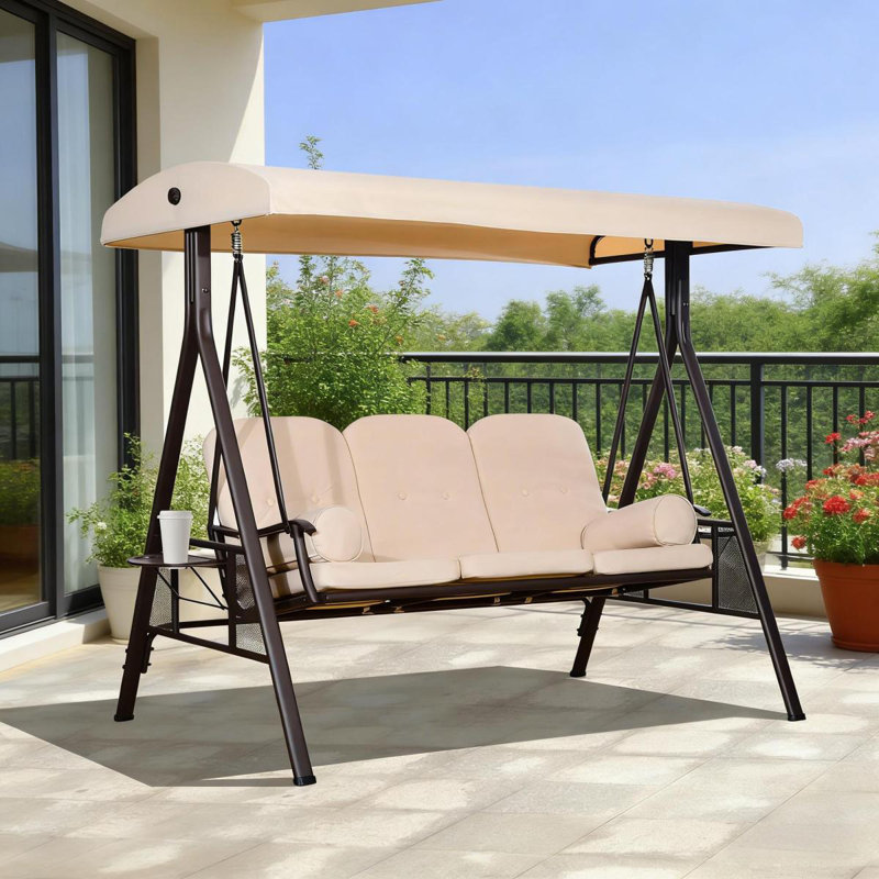 Balancelle de patio 3 places, Beige