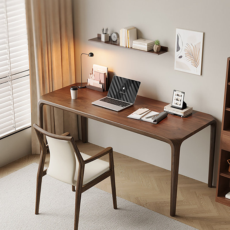 Bureau rectangulaire en bois massif noyer, 29.53"H×62.99"L×25.59"W