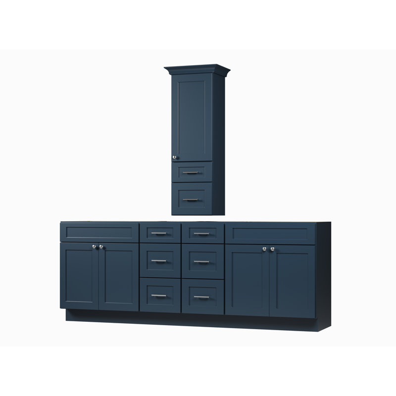 Meuble-lavabo double 90 po avec comptoir Disar, Bleu