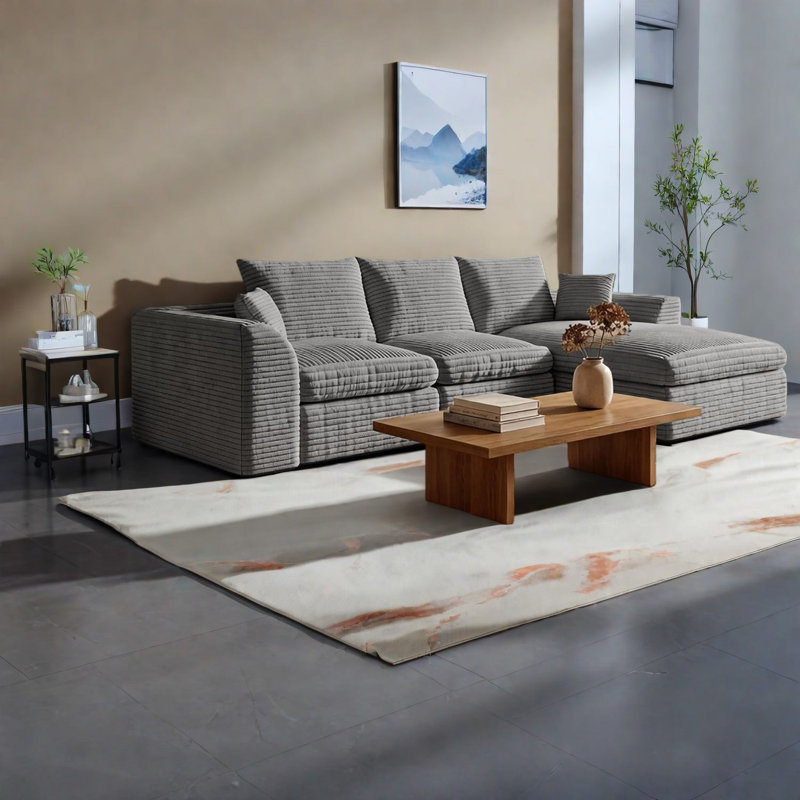 Compression Cloud Sofas, 102 Inch Corduroy Modern Sectional For Home