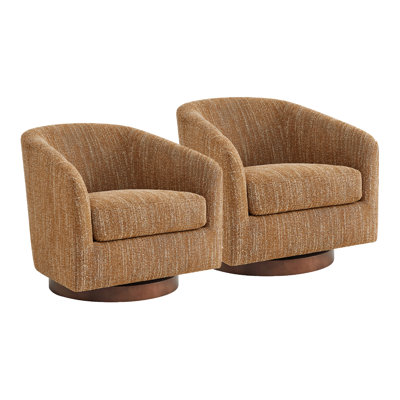 Bennett Upholstered Swivel Barrel Chair (Set of 2)