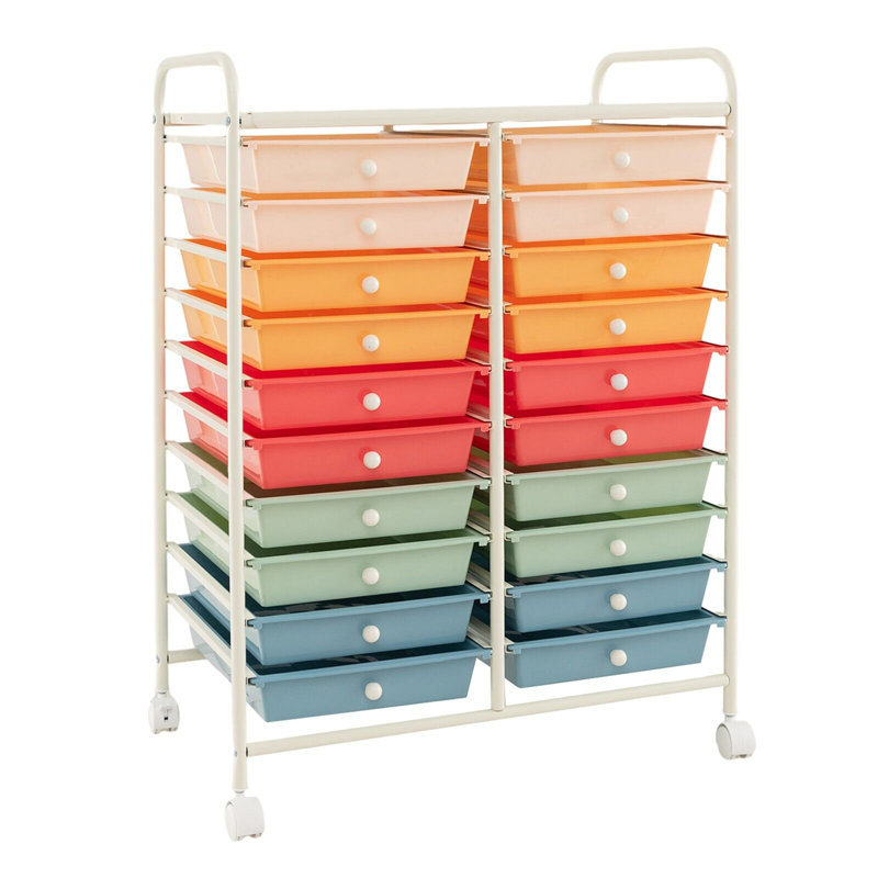 20 Drawer Storage Drawer, Blue/Red/Pink