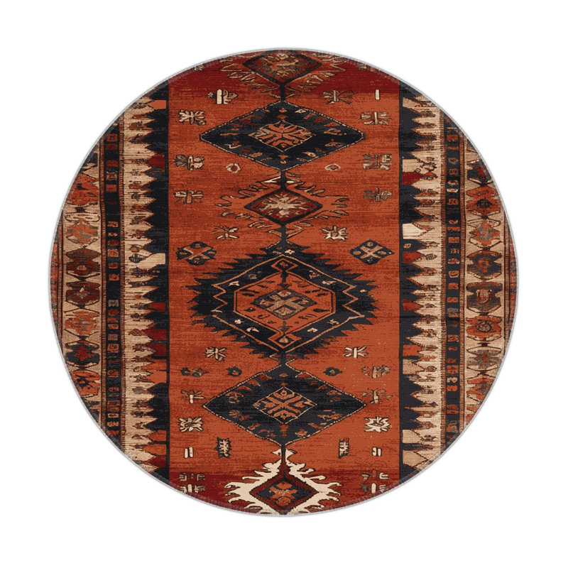 Tapis turc intérieur et extérieur brun, Rond 5 pi
