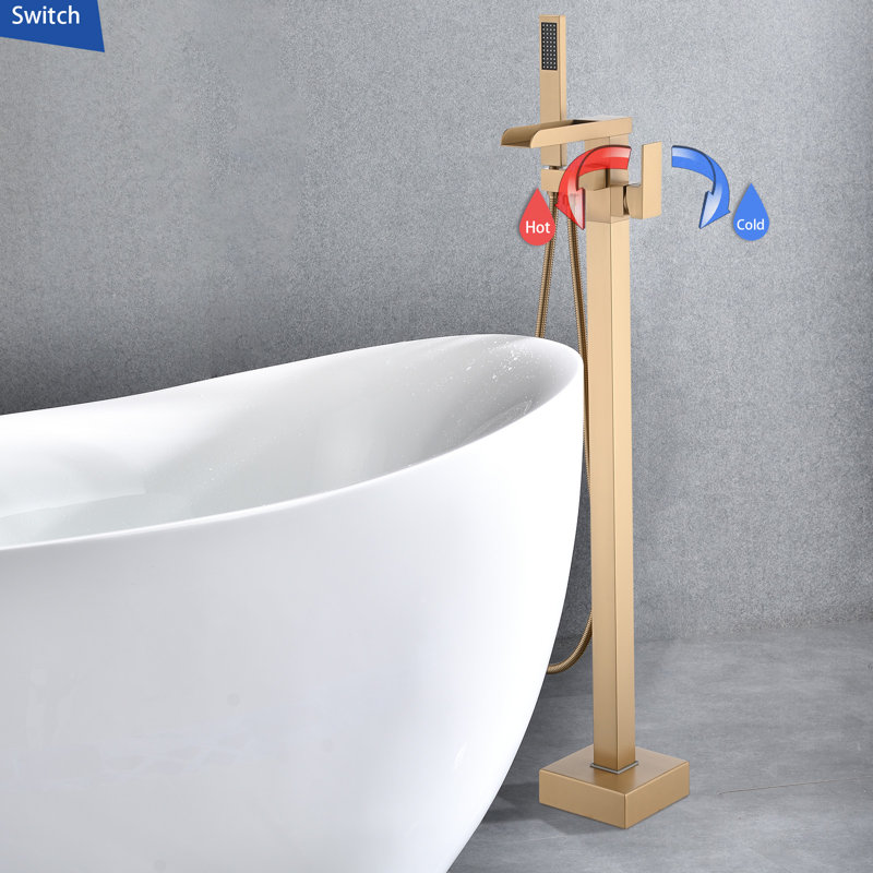 1 Handle Floor Waterfall Faucet, Gold