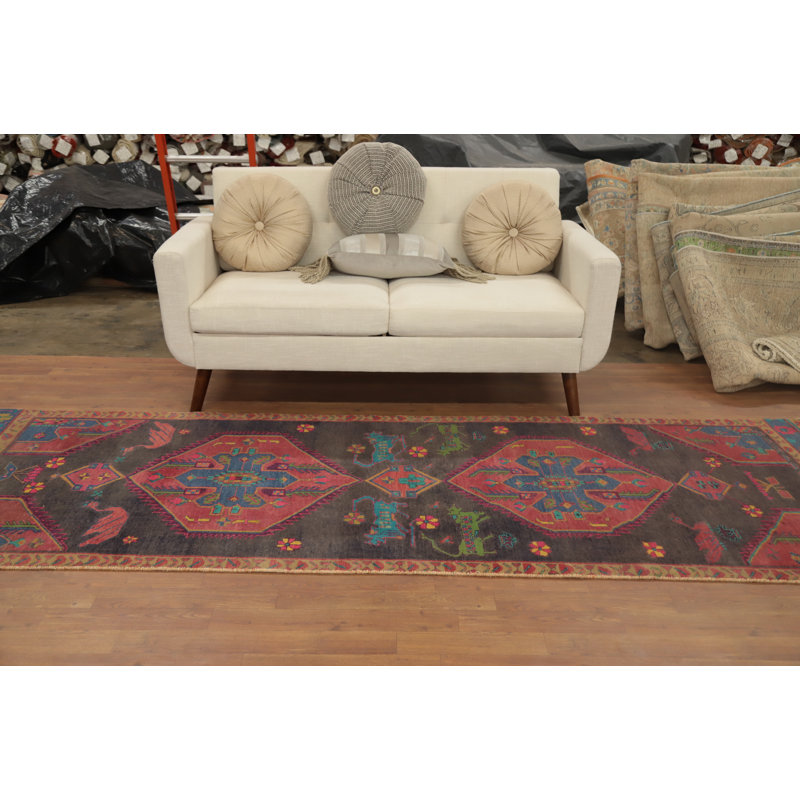 Tapis de couloir traditionnel animaux en laine 4 x 10