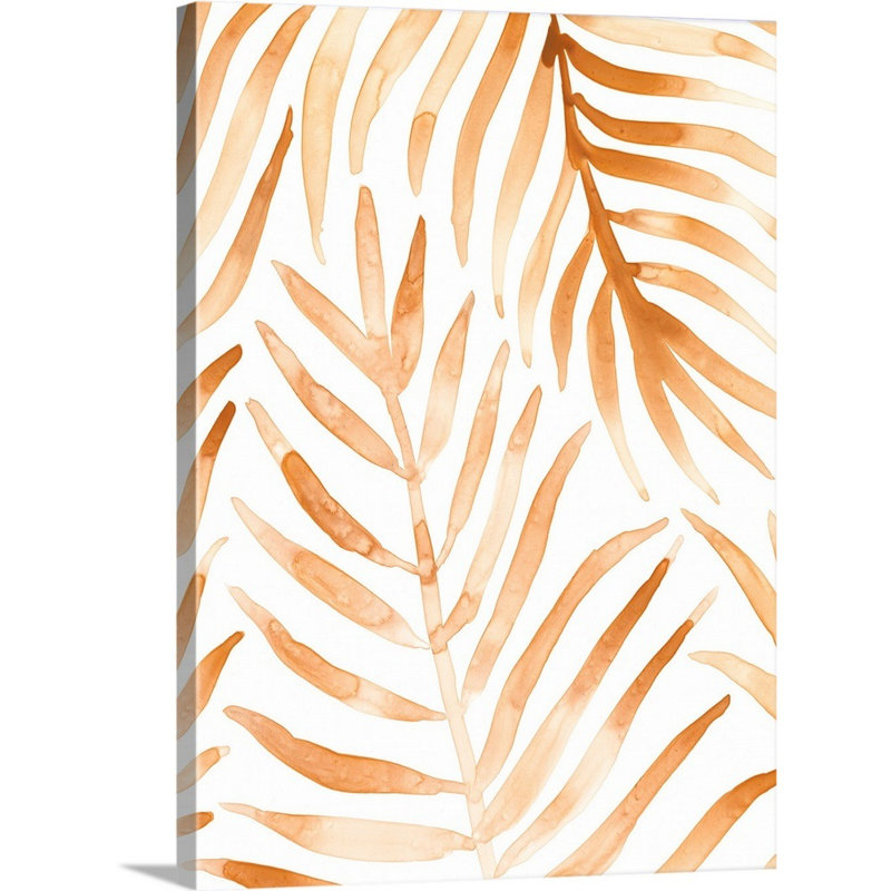 «Rattan Leaves II», art mural sur toile, H 48 po x l 36 po, Toile tendue
