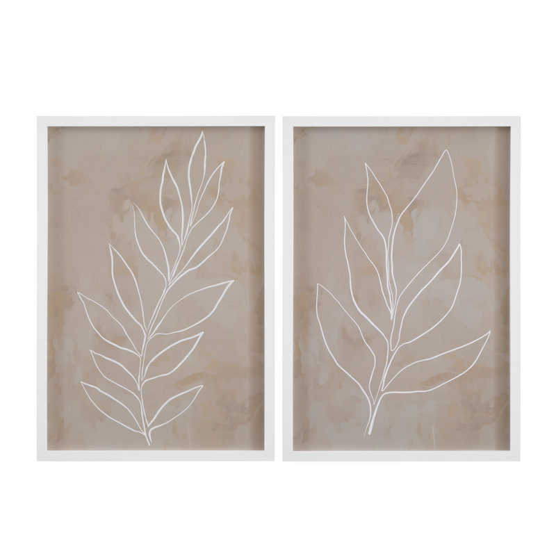 Silhouette Leaf Framed Print Set of 2