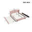 Lit plateforme tapissier avec tête de lit à oreilles, couleur rose - sans sommier, 2 tiroirs et lit gigogne simple pour l'organisation et le style de la chambre à coucher