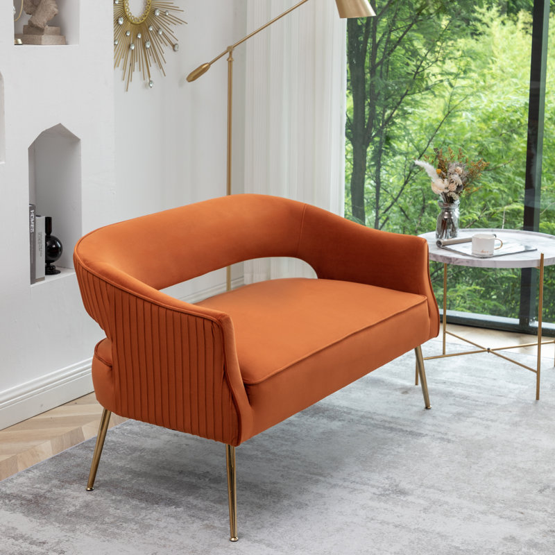 Chynna 51.2'' Velvet Flared Arm Loveseat, Orange Velvet