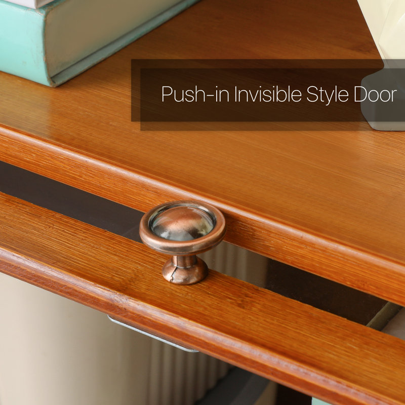 Brown Bamboo 4-Shelf Bookcase with Acrylic Doors