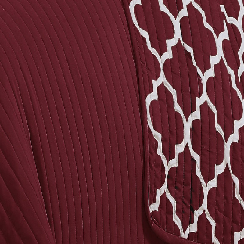 Ensemble de courtepointe réversible traditionnelle en microfibre 5 pièces , Courtepointe simple + 2 taies décoratives simples