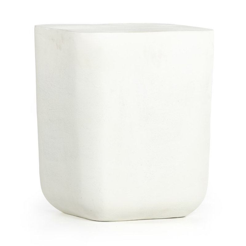 Basil Outdoor Square Side Table, Matte White