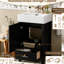Meuble-lavabo noir moderne de 20,89 po avec lavabo en céramique, structure en bois massif, rangement organisé et conception à dossier ouvert
