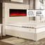 Base de lit tapissier en velours côtelé de grande taille 60,4 po avec cheminée sans chaleur, tête de lit à oreilles, blanc-109613310-109613311