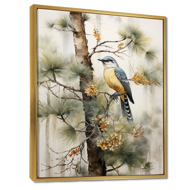 Forêt, gardiens du minimalisme III - décoration murale forêt, H 44 po x l 34 po x P 1,5 po, Cadre flottant doré