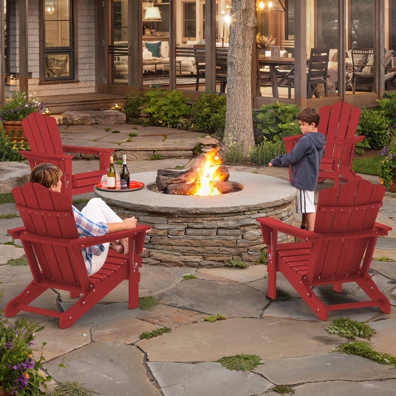 Chaise Adirondack pliante en plastique Delman, Bourgogne