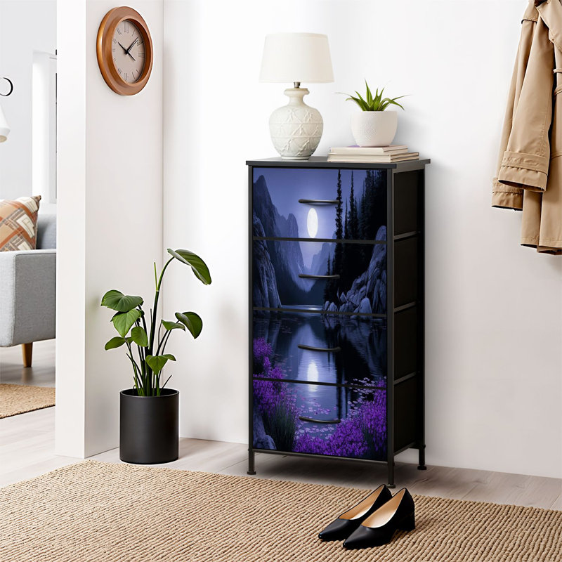 Commode pour commode de chambre à coucher pour garde-robe de style gothique rétro avec lune et forêt sombre Moody