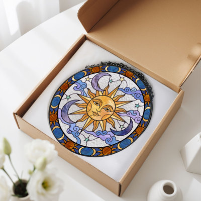 Panneau de vitrail Sun Moon ， 7,8H