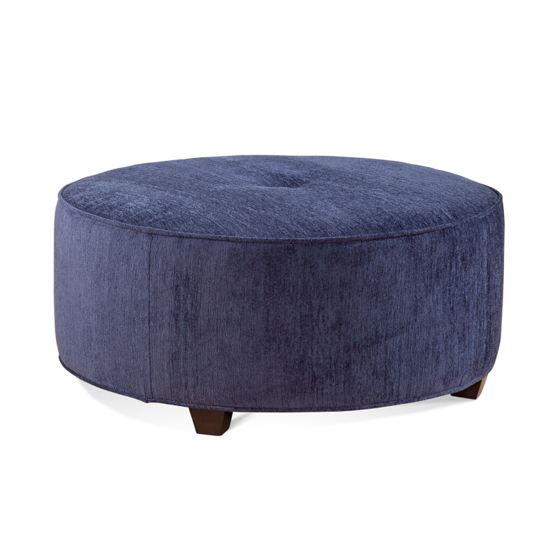Repose-pieds de cocktail rond de 40 po de large Tilly, Java, Sunbrella beige à fines rayures; 6205-74