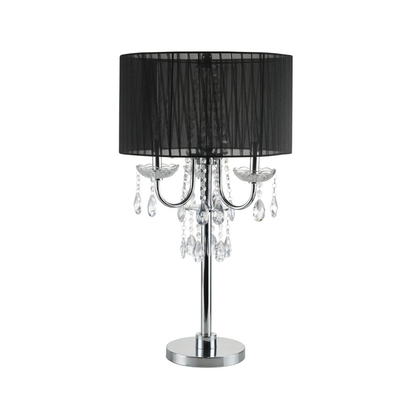 Lampe de table inspirée du cristal H 29,5 po noir / chrome (1pc / Ctn) (1,58 / 9,10), Noir