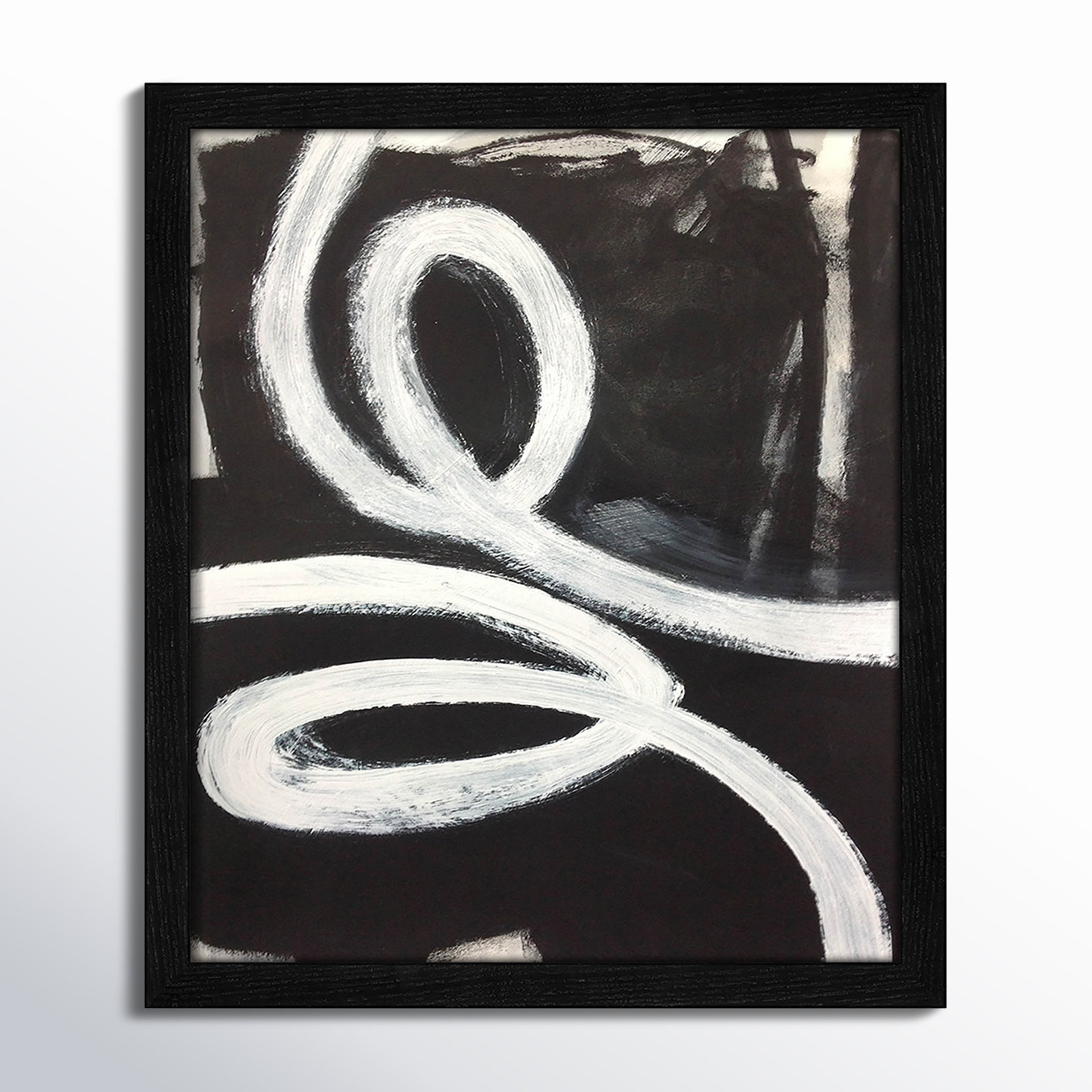 Swirly Swirls I Print, 15" H x 13" W x 0.75" D, Black Slim Unmatted Picture Framed