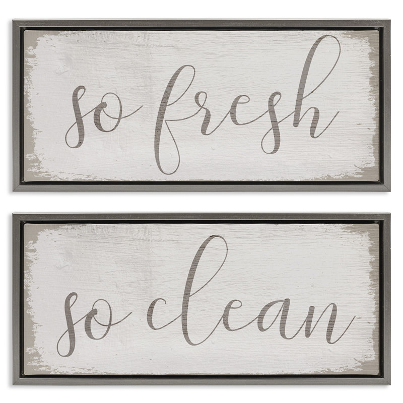 «Rustic White So Fresh So Clean», ensemble de 2 toiles flottantes encadrées par Daphne Polselli WRP-1205, H 11 po x l 25 po