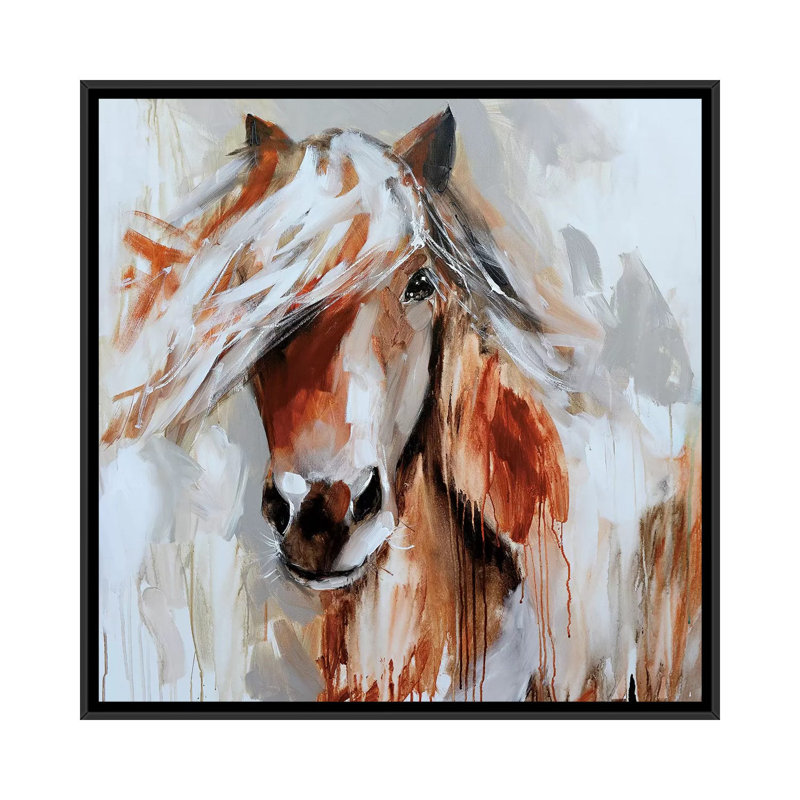 « âme whisperer », impression sur toile, H 18 po x l 18 po x P 1,5 po, Toile avec cadre noir, Pas de tapis