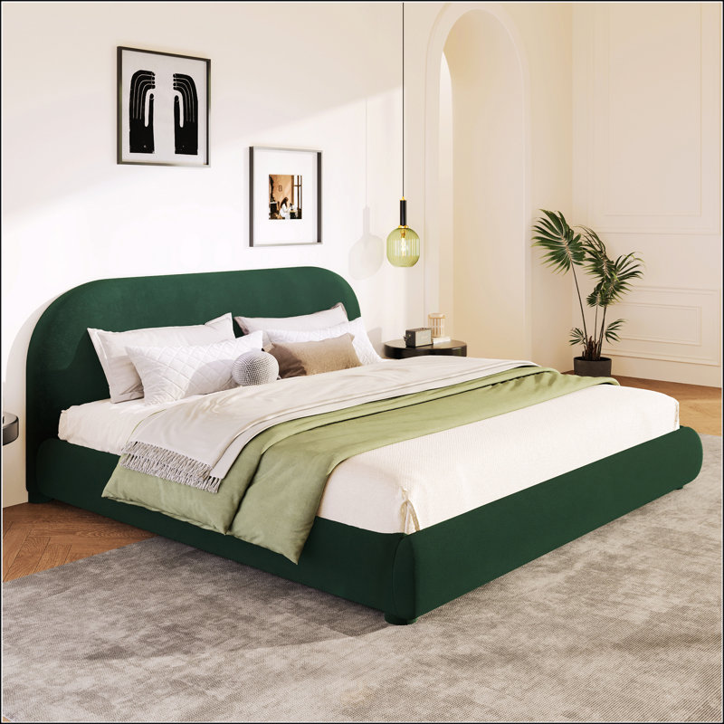 Lit moelleux en velours vert foncé, Vert