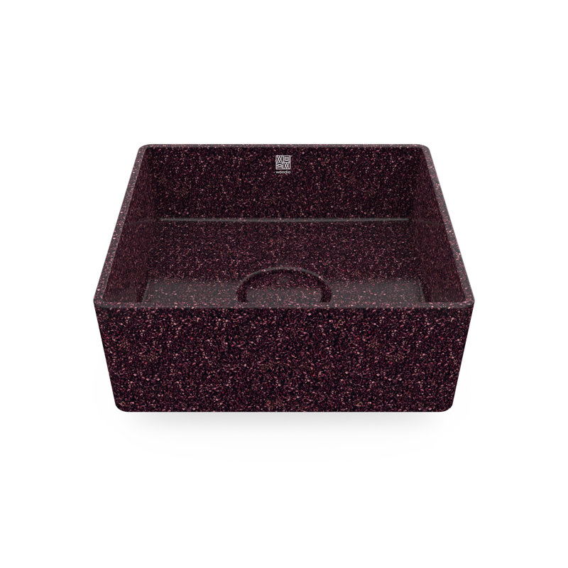 Woodio Cube40 15.748'' Wood Square Bathroom Sink, Berry