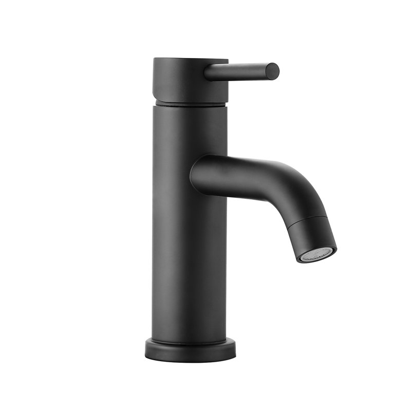Bathroom Faucet - Single Hole, Modern, Matt Black, Stainless Steel, Smooth Handle Vanity Sink Adjustable Flow, Matte Black