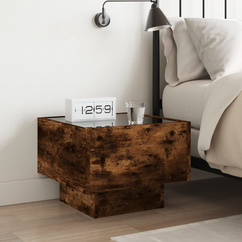Dasaun 40cm W Manufactured Wood Bedside Table, Smoked Oak