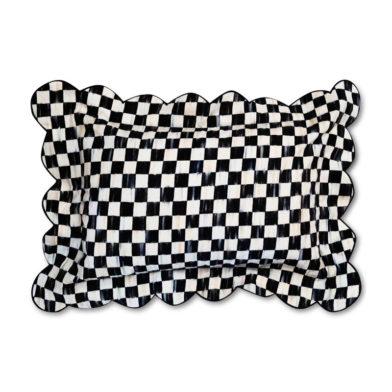 Courtly Check Reversible Scalloped Pillow, Rectangle 6"H x 14"W