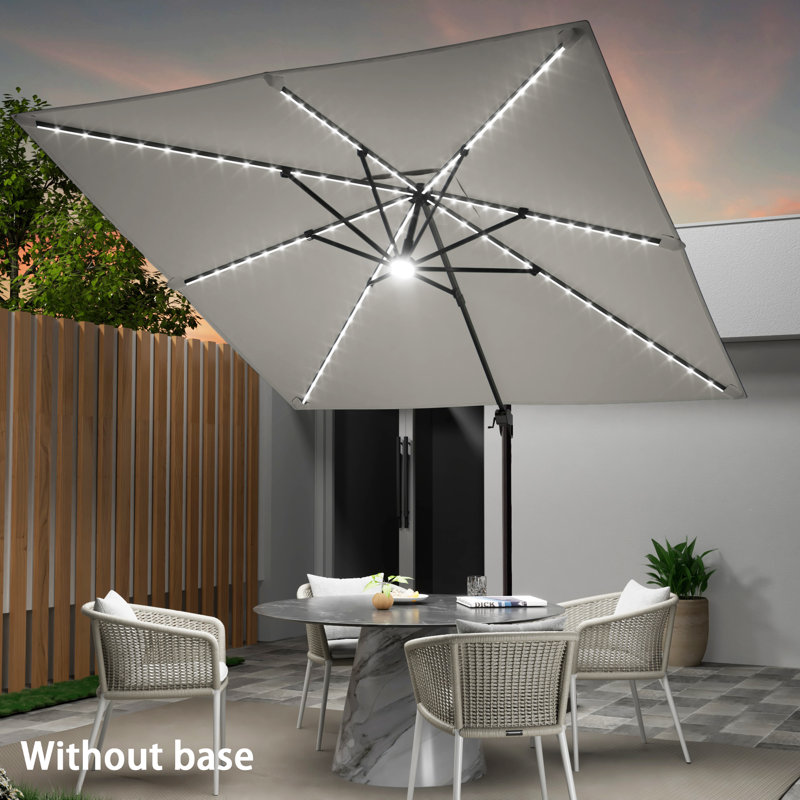 Parasol lumineux en porte-à-faux 10 pi x 10 pi Glynn, gris