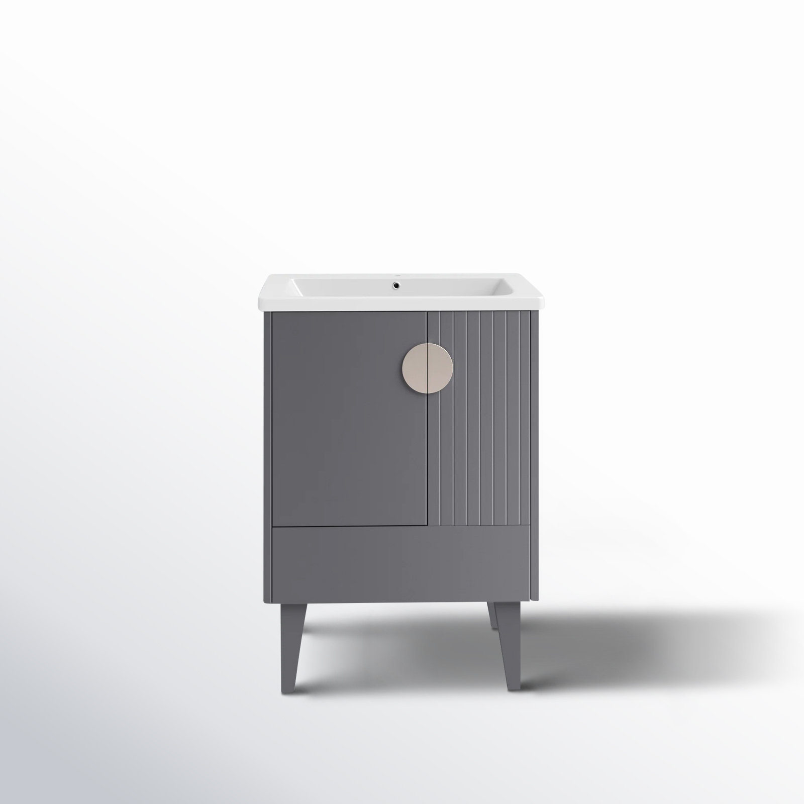 Saimah 24'' Single Bathroom Vanity, Rock Gray, Satin Nickel